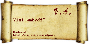 Visi Ambró névjegykártya